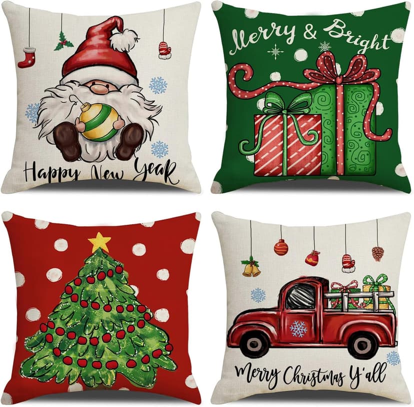 Coliuso Christmas Pillow Covers 18x18 Set of 4