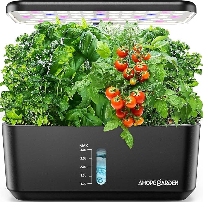 Ahopegarden 10 pod hydroponic countertop garden with LED light growing lettuce