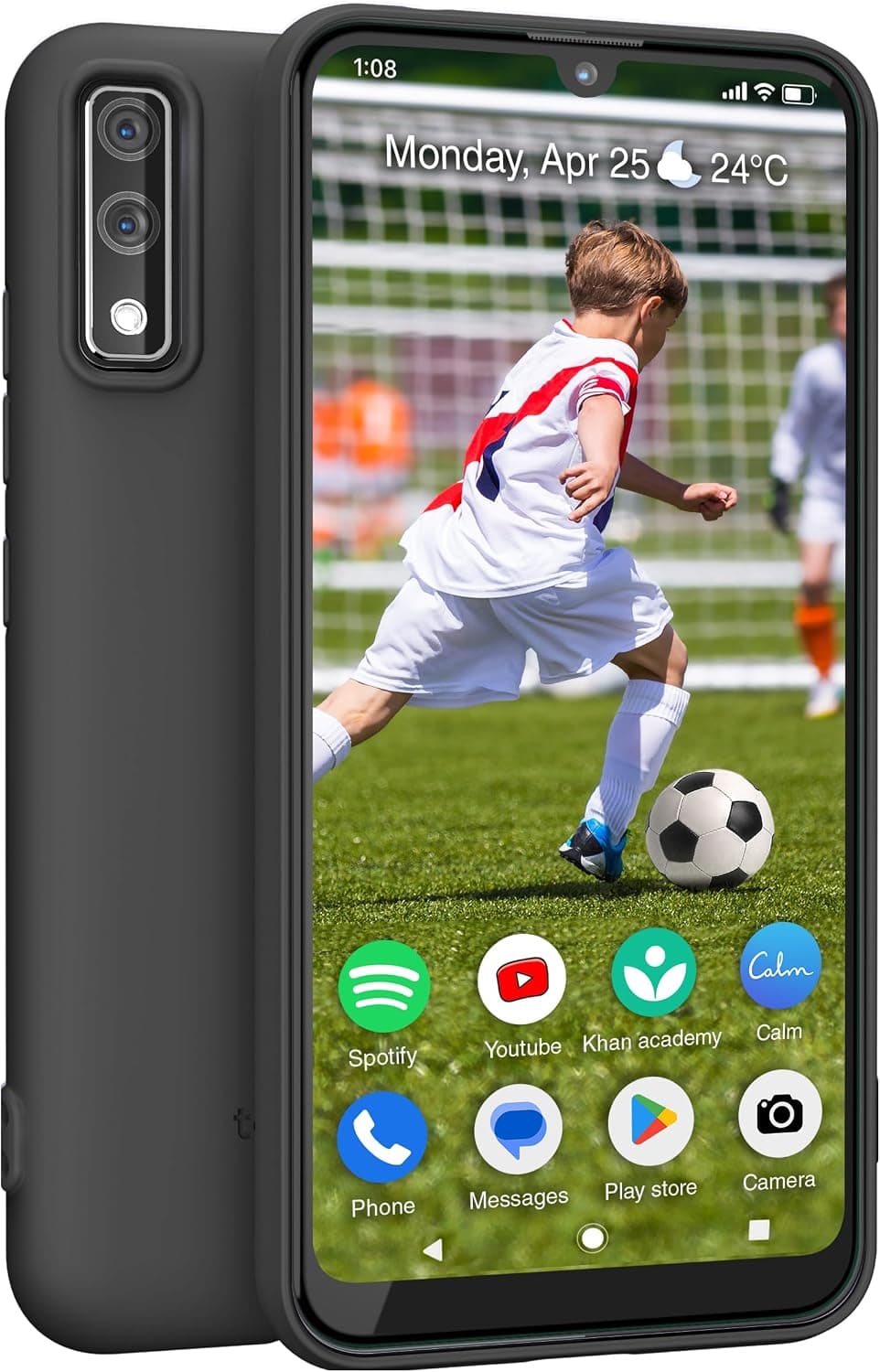 Teracube Thrive kids phone with green case and dashboard