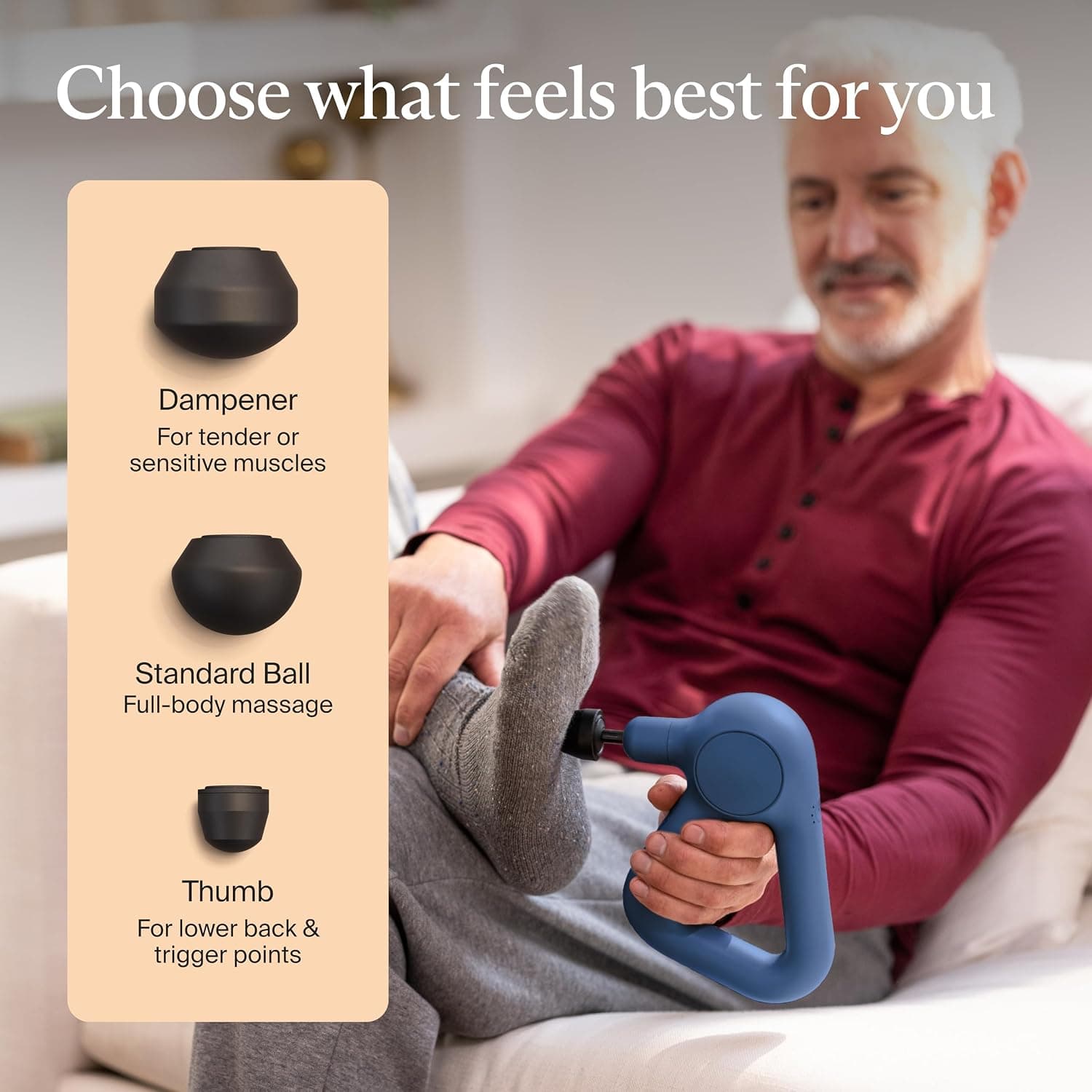Therabody Relief percussion massage gun in navy blue