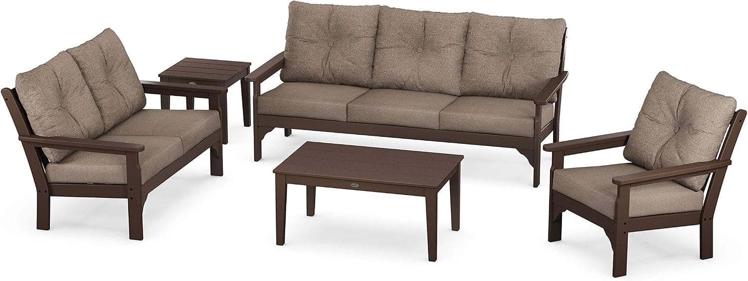 POLYWOOD Vineyard Deep Seating Set (Mahogany/Spiced Burlap)