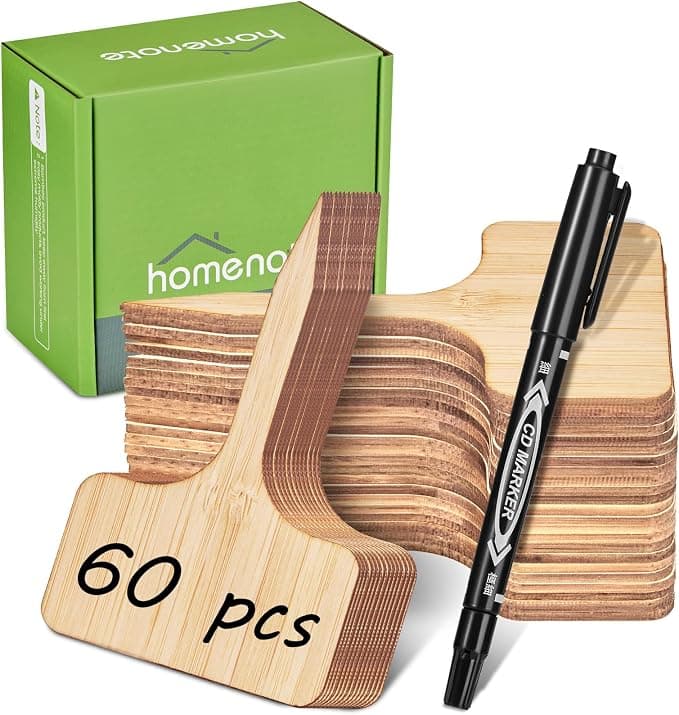 Homenote Bamboo Plant Labels 60Pcs Plant Tags for Seedlings T-Type Tags for Plants Outdoor Garden Markers Vegetable Seedling(2.36 * 4"