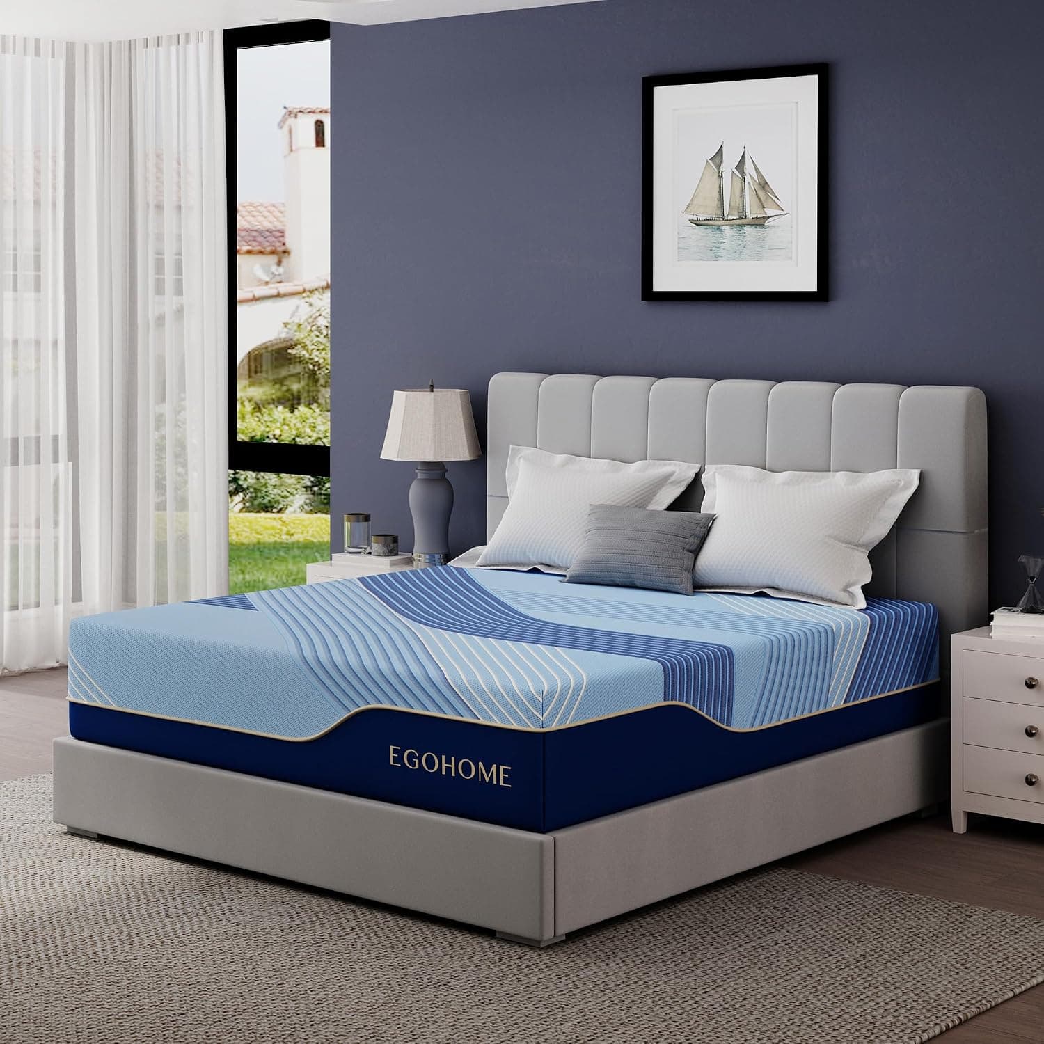 EGOHOME 12 Inch Queen Hybrid Mattress Toxin-Free Cooling Copper Gel Foam