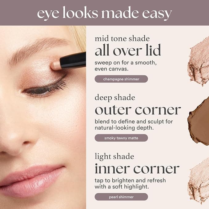 Julep Eyeshadow 101 Cream-to-Powder Waterproof Shadow Stick – Sand Shimmer – Long-Lasting, Crease-Proof, Champagne Toned Shimmer Cream Eyeshadow with Built-in Smudger - Cream Eyeshadow - Under $25