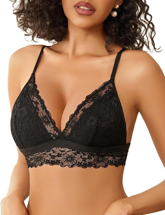 Avidlove Lace Bralette for Women Wireless V Neck Minimizer