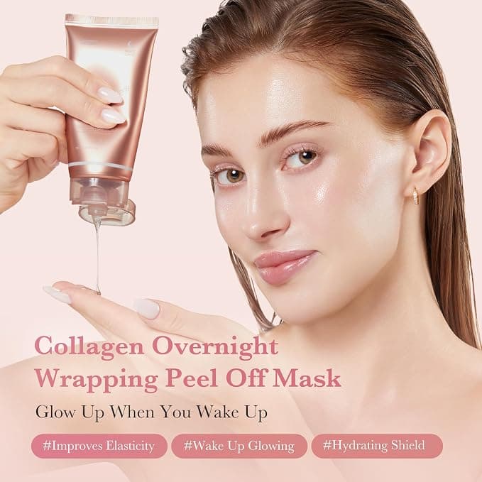 medicube Collagen Overnight Wrapping Peel Off Facial Mask Pack - Elasticity & Hydration Care, Reduces Sagging & Dullness - Hydrolyzed Collagen For Glowing Skin - Korean Skin Care, 2.53 fl.oz - Beauty & Cosmetics - Face Mask - Under $25