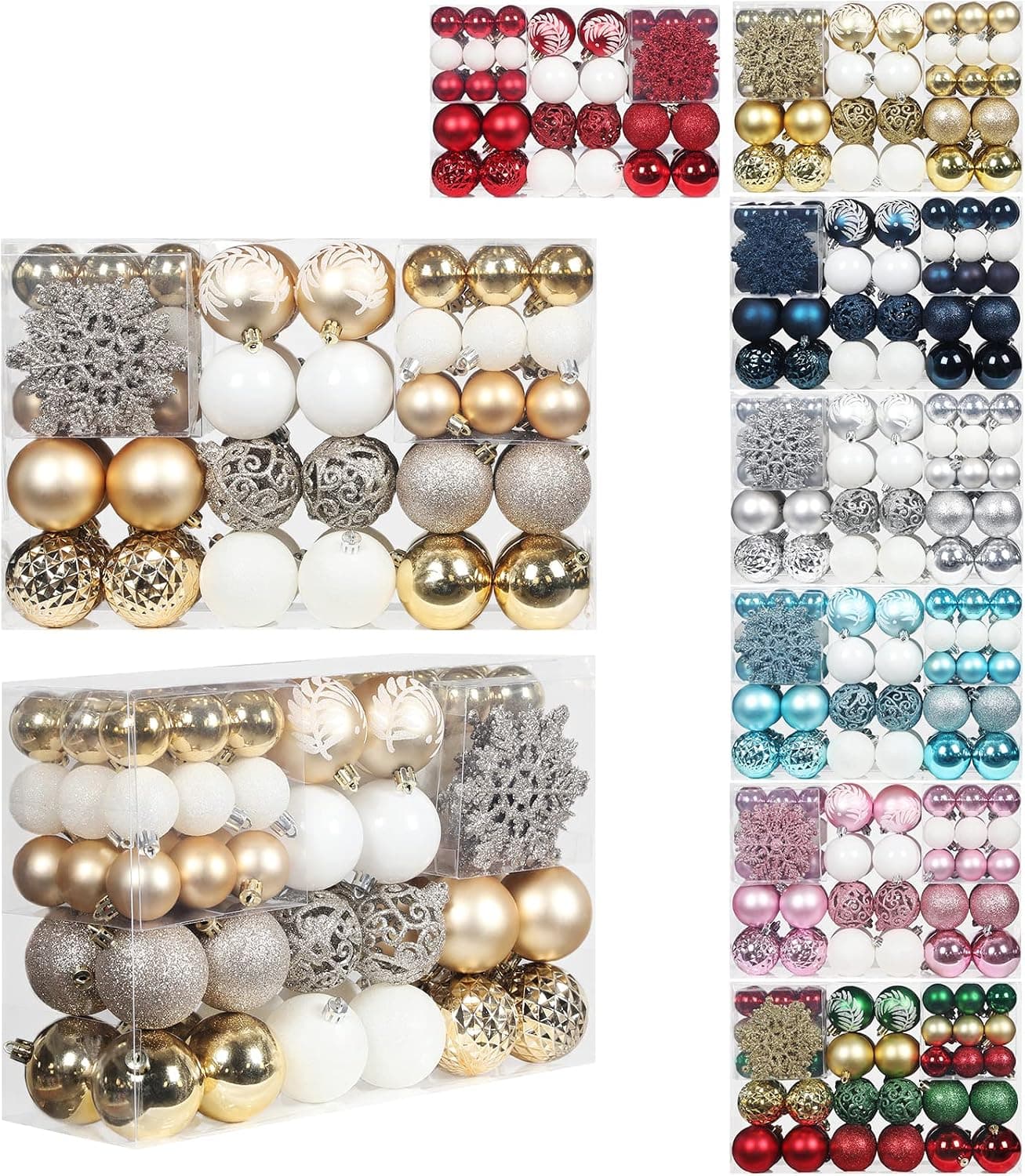 SY CRAFT 86-piece shatterproof Christmas ball snowflake ornaments in champagne gold
