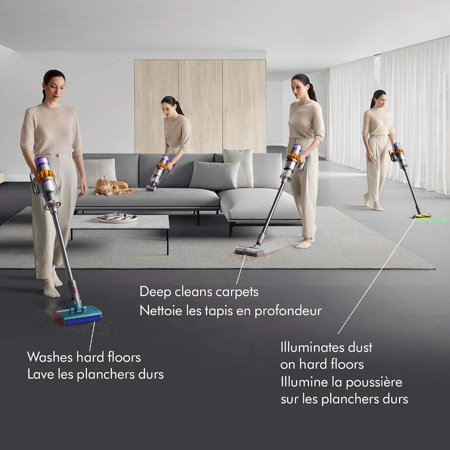 Dyson V15s Detect Submarine vacuum with wet roller attachment
