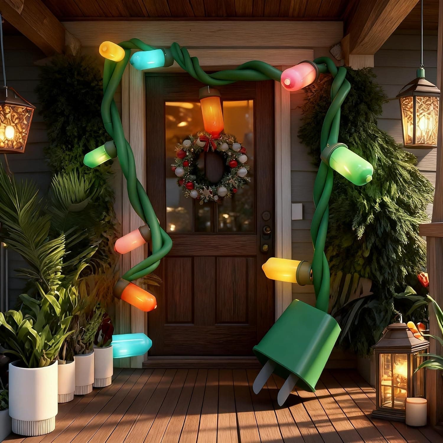 17 feet Christmas giant socket string lights with C26 waterproof jumbo multicolored light bulbs for outdoor indoor holiday yard garden decor