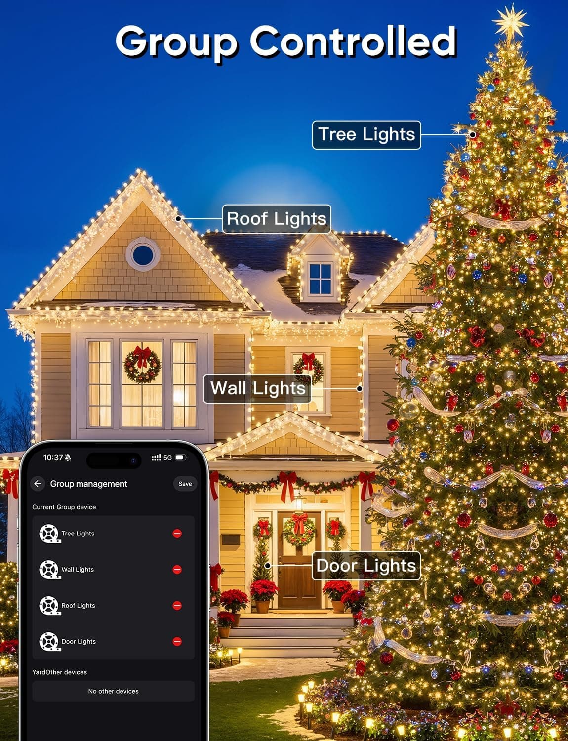 Ollny Smart Christmas Lights 131ft 400 LED RGB