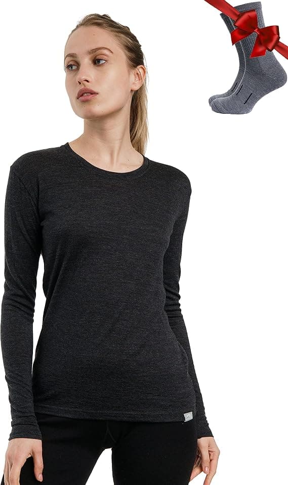 Merino.tech women's merino wool base layer in black