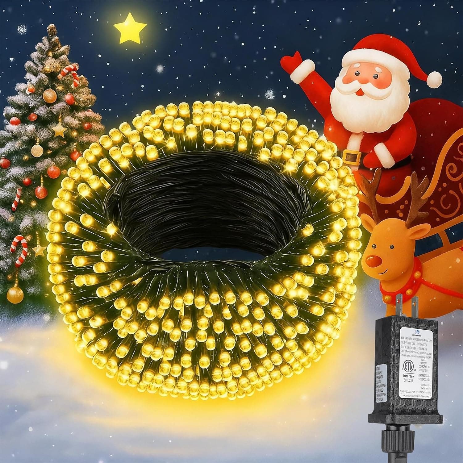 Extra long 132FT Christmas decorative mini LED lights with green wire, fairy starry string lights with timer and 8 modes