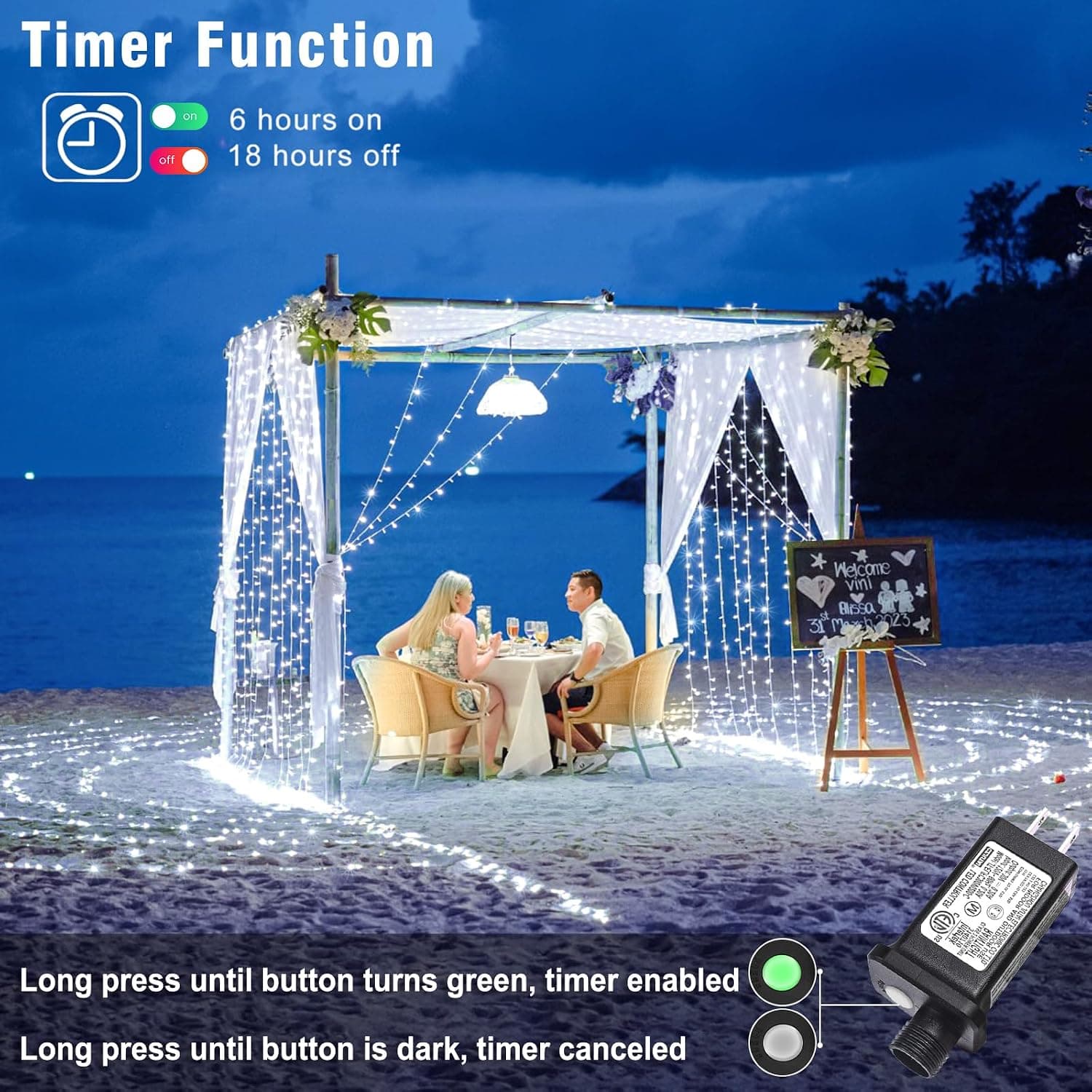 100ft 300 LED white Christmas lights waterproof connectable