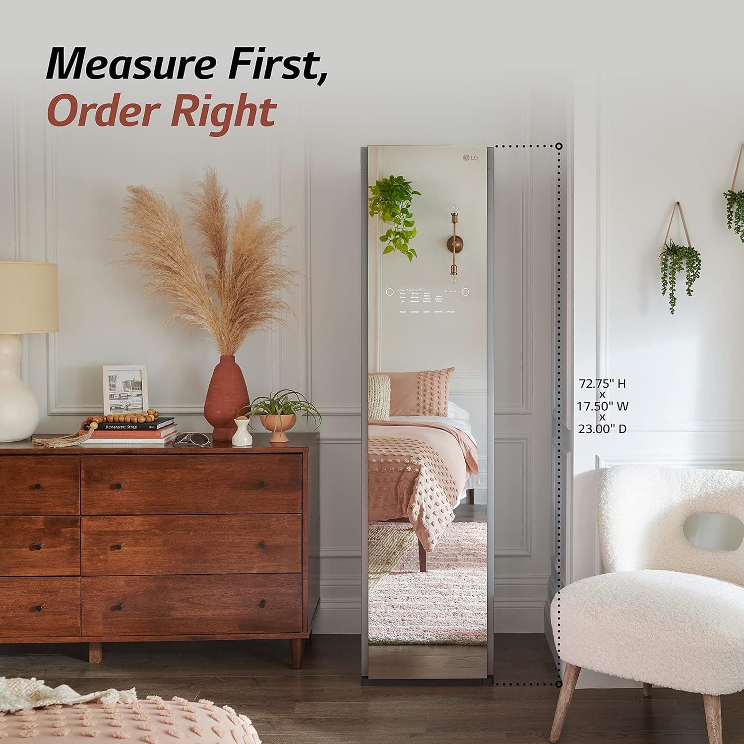 LG Styler steam closet with mirrored door