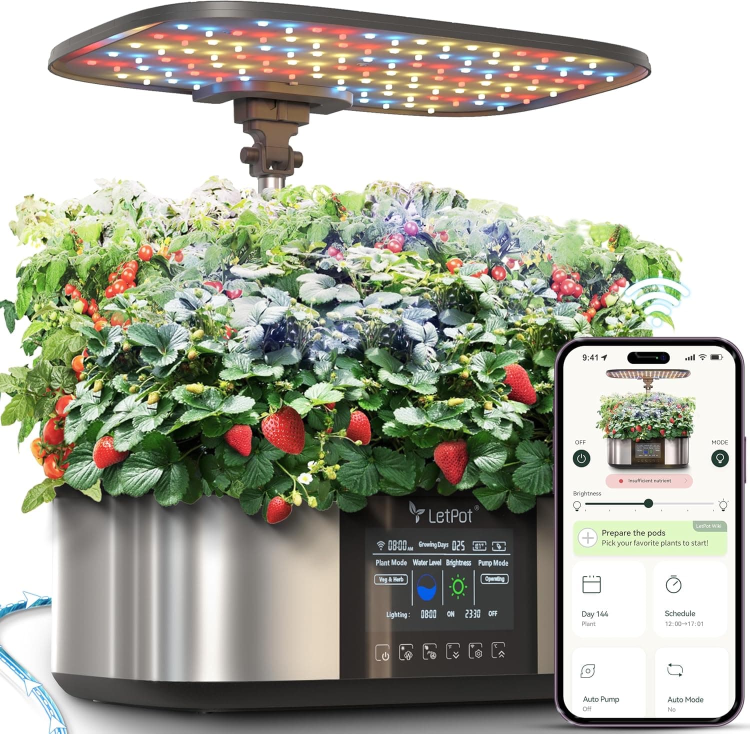 LetPot LPH-Max hydroponic system with 21 pods and LED lighting