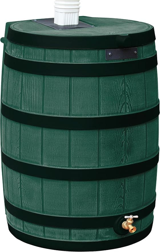 Rain Wizard 50 Gallon Rain Barrel with Darkened Ribs - Green