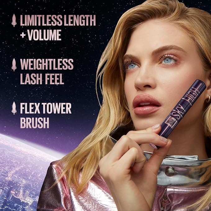 Maybelline Lash Sensational Sky High Washable Mascara Makeup, Volumizing, Lengthening, Defining, Curling, Multiplying, Buildable Formula, Very Black, 1 Count - Lengthening - Under $25