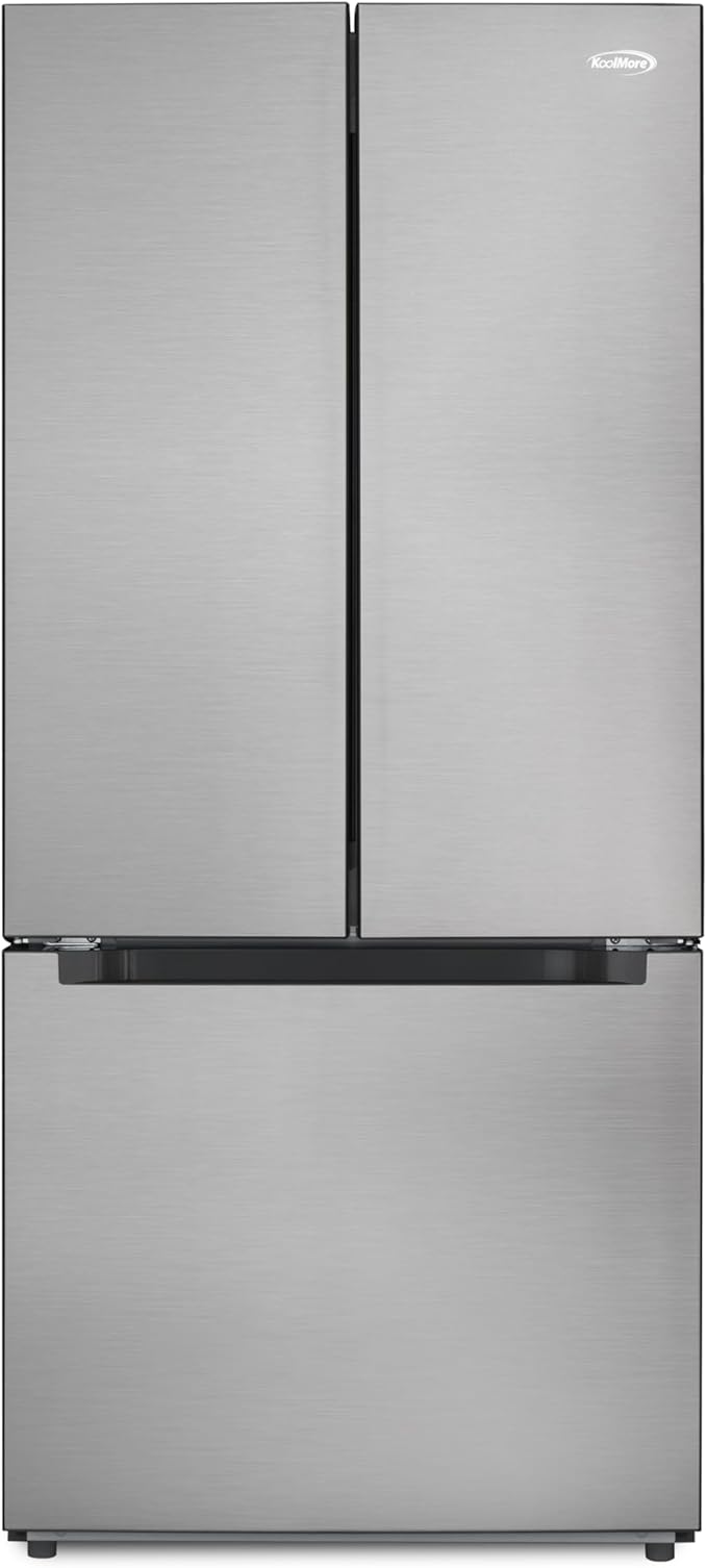 KoolMore KM-RERFDSS-18C 30-inch 18.5 cu ft Counter Depth French Door Refrigerator, Stainless-Steel, Silver