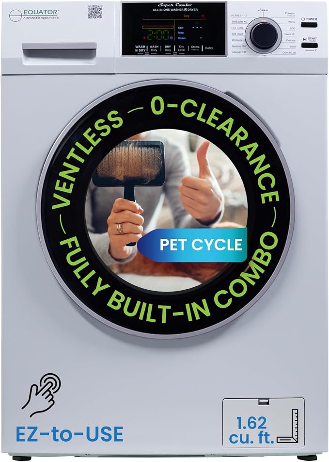 Equator All-in-one Washer Dryer Ventless FULLY BUILTIN 0-CLEARANCE 1.62cf/15lbs