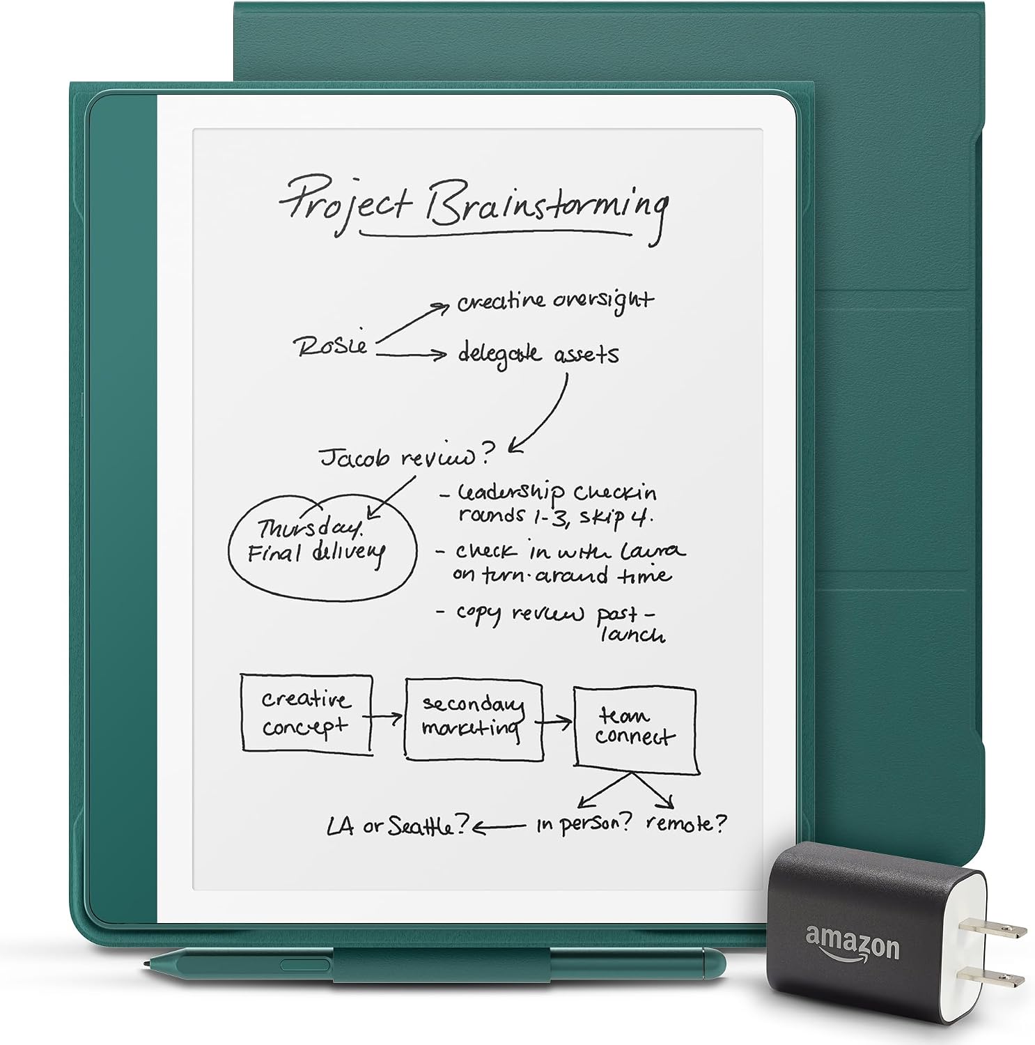 Kindle Scribe with Premium Pen on a minimalist desk setup