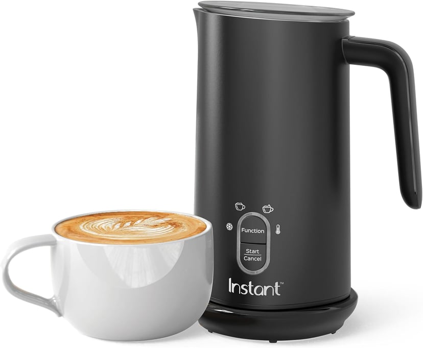 Instant Pot Milk Frother 4-in-1 electric steamer in black finish with removable lid