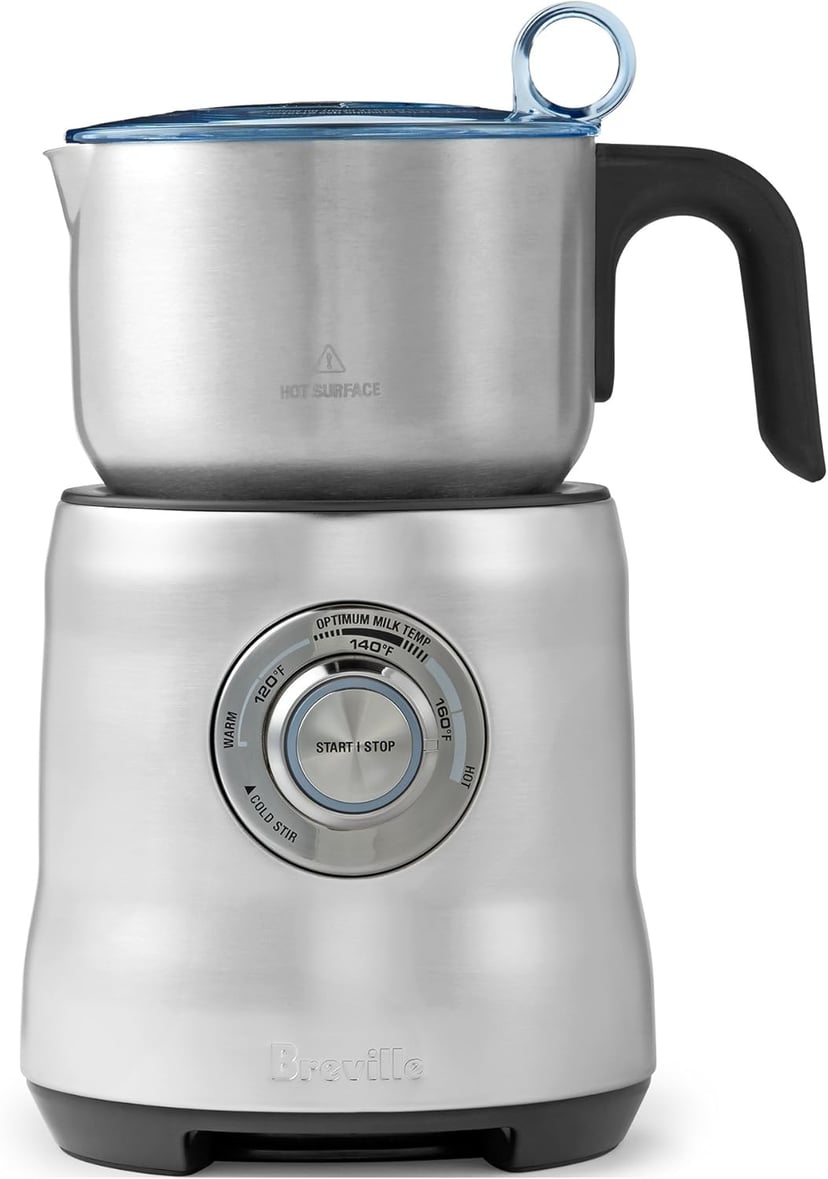 Breville Milk Café Frother BMF600XL in brushed stainless steel on countertop