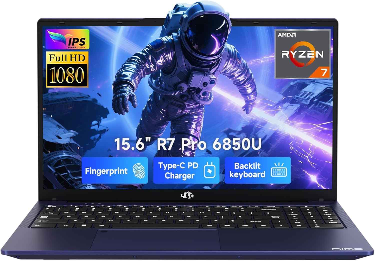 NIMO 15.6" FHD Light-Gaming-Laptop - AMD Ryzen 7 Pro, 16GB RAM