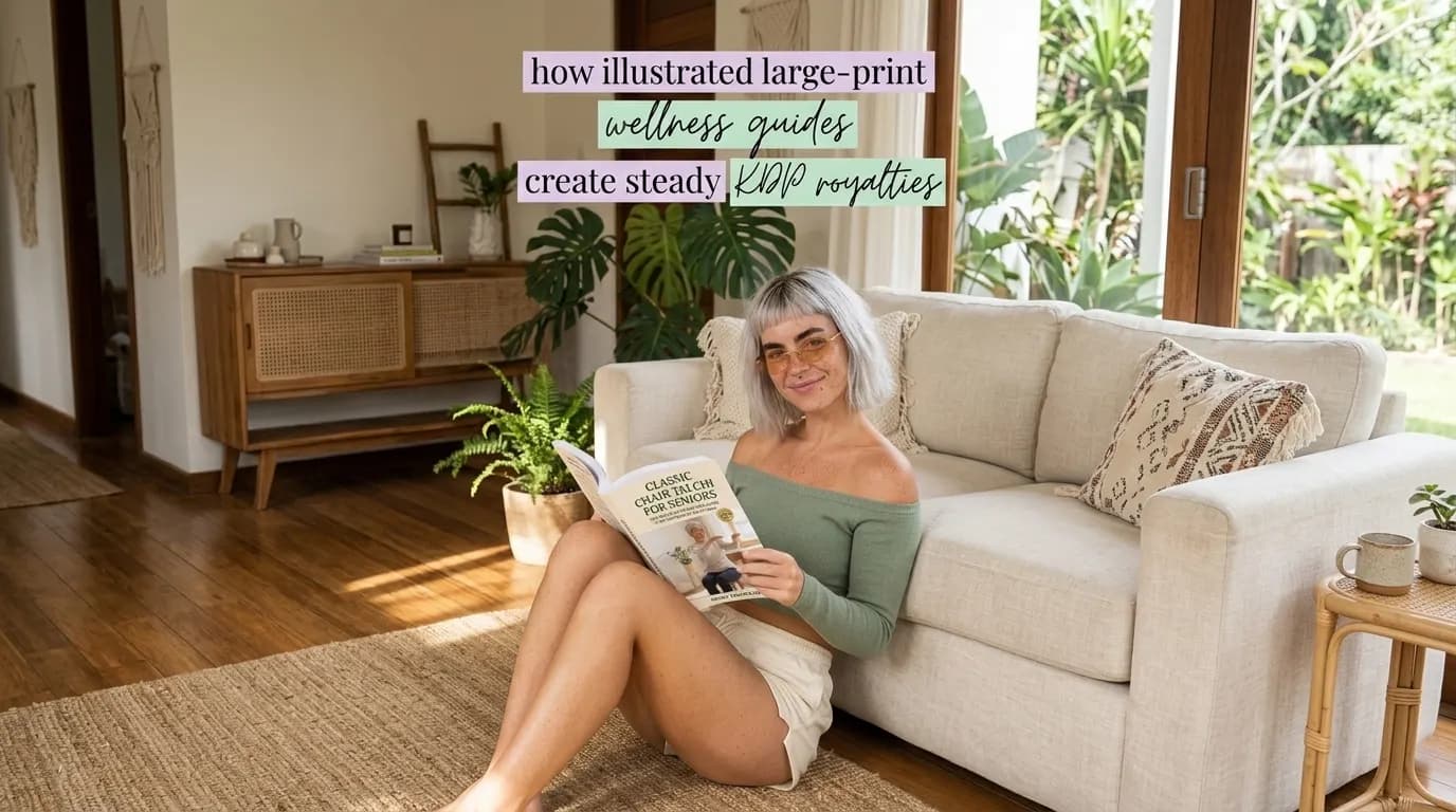 Woman reading Classic Chair Tai Chi for Seniors by a sofa