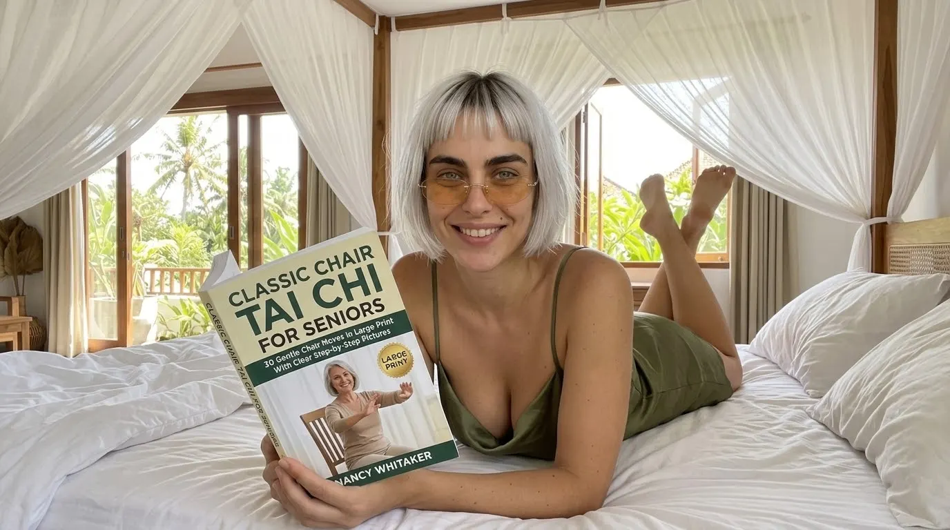 Woman reading Classic Chair Tai Chi for Seniors on a bed