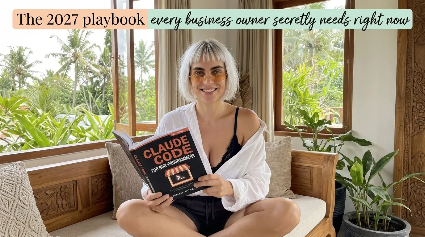 Woman reading Claude Code for Non-Programmers on a daybed