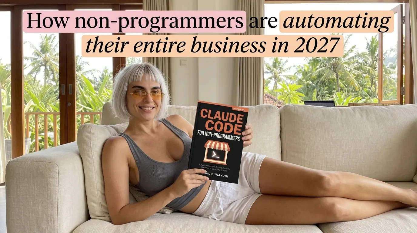 Woman reading Claude Code for Non-Programmers on a sofa