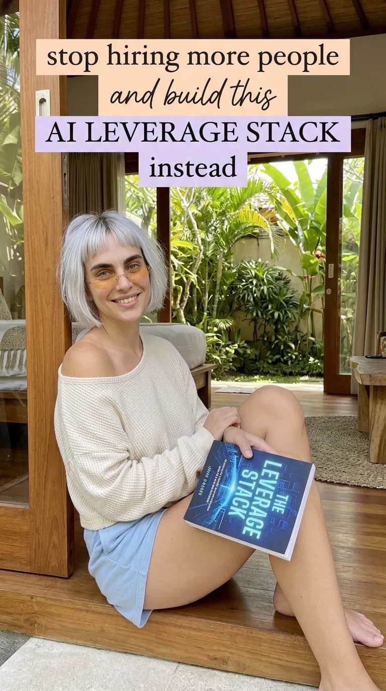 Woman reading The Leverage Stack in a doorway