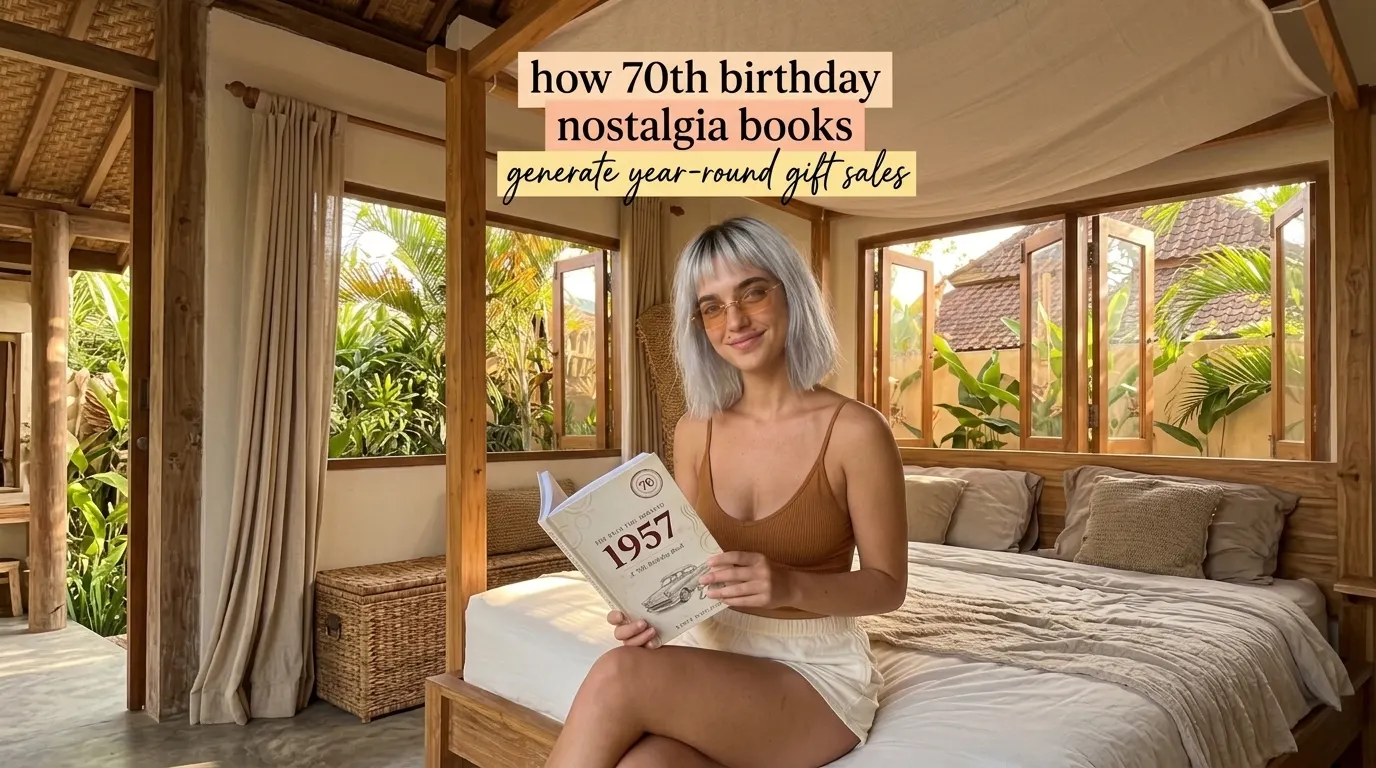 Woman reading The Year You Arrived: 1957 in a bedroom
