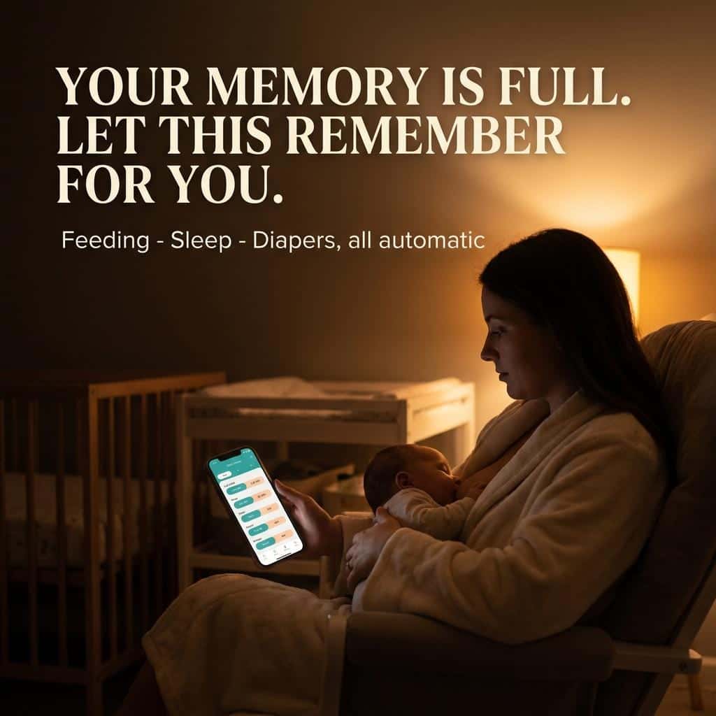 Baby feeding and sleep tracker on a phone next to printable log pages