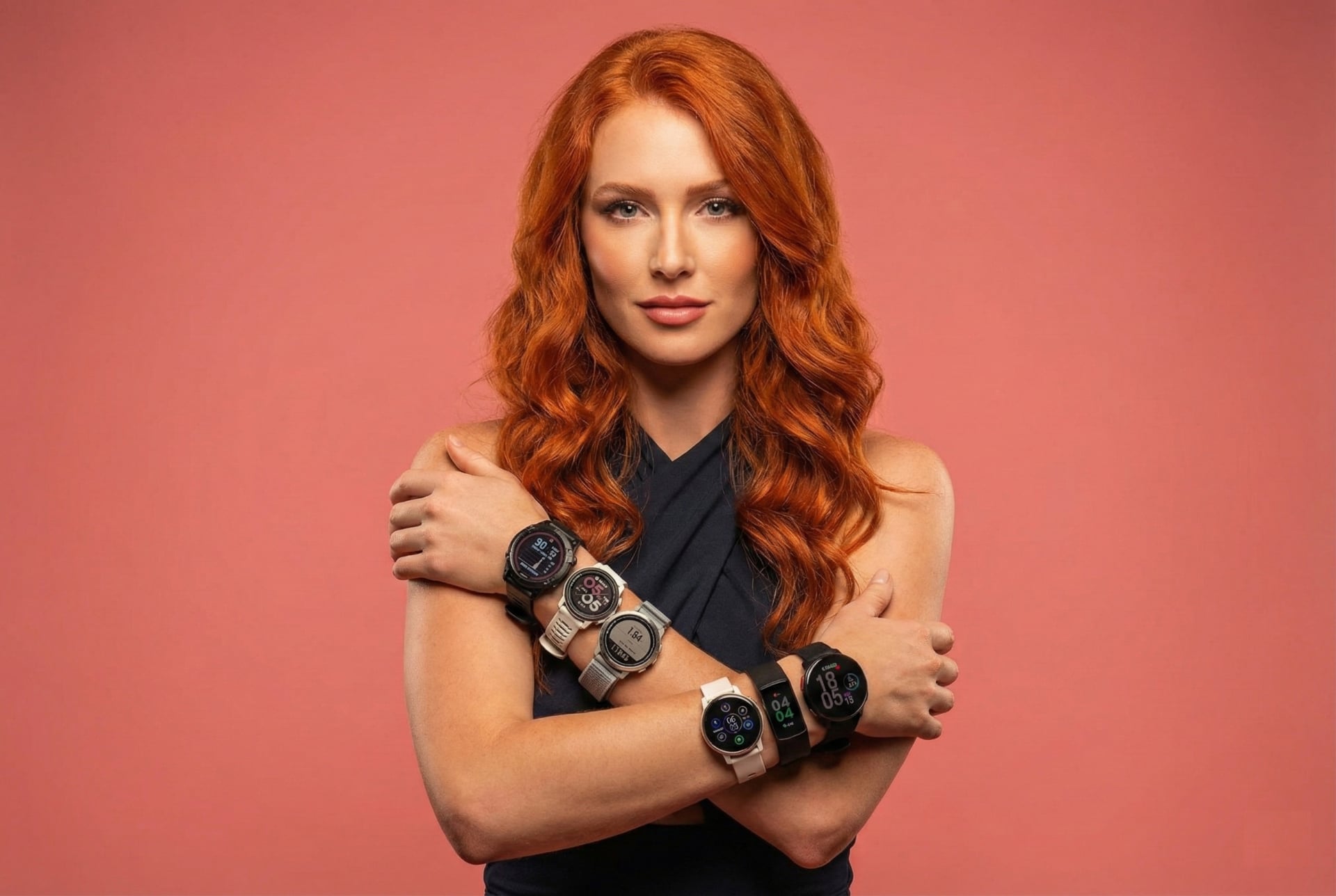Lineup of GPS running watches used for pace tracking during training
