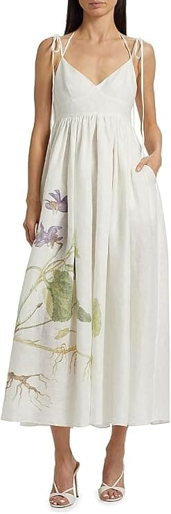 Erdem Floral Linen Strappy Midi-Dress - Designer Dresses - Under $2,000