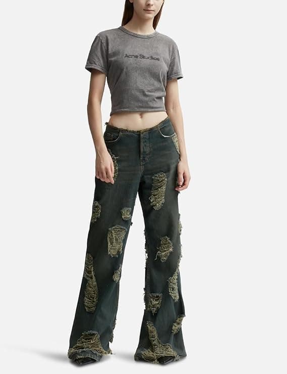 Acne Studios Women's Pax Denim Od Green Laser Loose Fit Jeans, Multicolor - Designer Denim - Under $500