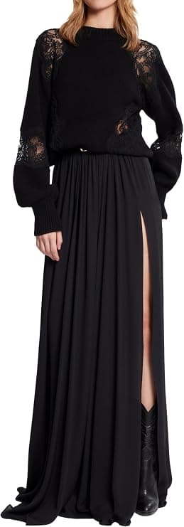 Elie Saab Knit and Lace Sweater - Luxury Tops - Under $300