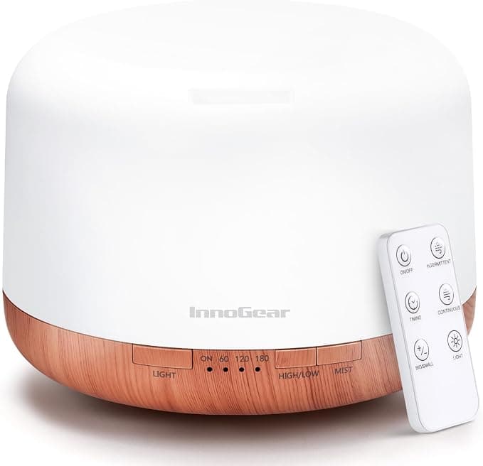InnoGear 500ml Essential Oil Diffuser with Remote Control, Premium Ultrasonic Aromatherapy Diffusers Scent Humidifier Vaporizer Auto-Off Timer for Large Room Home, Yellow
