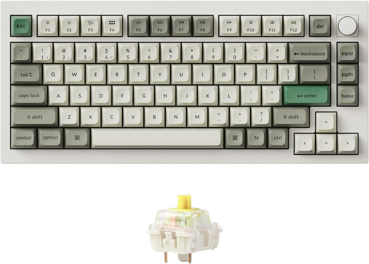 Keychron Q1 Max RGB QMK/VIA Custom Mechanical Keyboard, Full Metal Programmable Knob 2.4 GHz/Bluetooth/Wired Keyboard with Hot-Swappable Gateron Jupiter Banana Switch for Mac Windows Linux - White