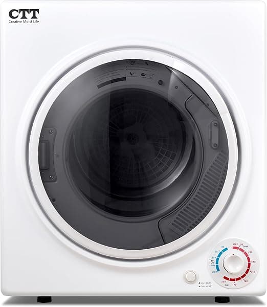 CTT Portable Dryers for Laundry 1500W, 3.5 cu.ft Clothes Dryer Machine with Stainless Steel Tub, 4 Drying Mode, Electric Compact Dryer Apartments, Home, Dorm, White