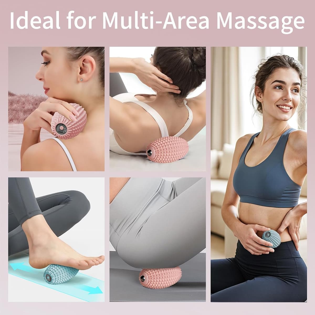 Vibrating Massage Ball for Plantar Fasciitis & Myofascial Release, Silicone Muscle Roller for Back, Neck, Foot, and Leg, Portable Trigger Point Massage Tool, 3 Vibration Modes (Pink)