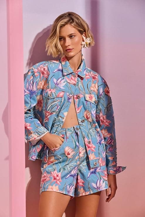 PatBO Amaryllis Denim Jacket - Designer Outerwear - Under $1,000
