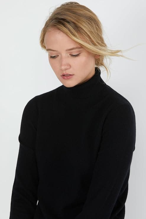 ENNIE LIU Women's Pure Cashmere Turtleneck Sweater