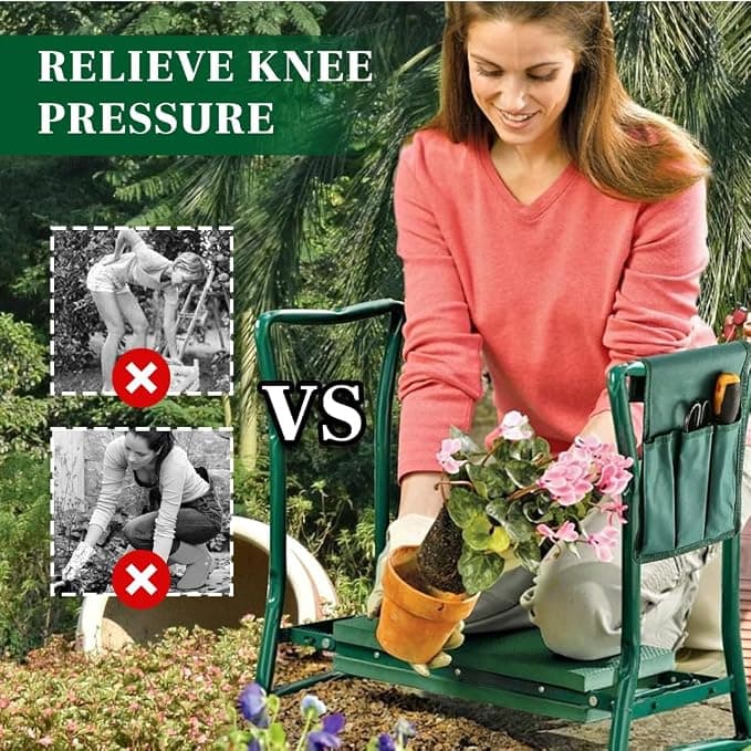Garden Kneeler and Seat, Foldable Garden Stool Heavy Duty Gardening Bench for Kneeling and Sitting to Prevent Knee & Back Pain, Gardening Gifts for Women, Grandparents, Seniors, Mom & Dad - Comfort gardening gift