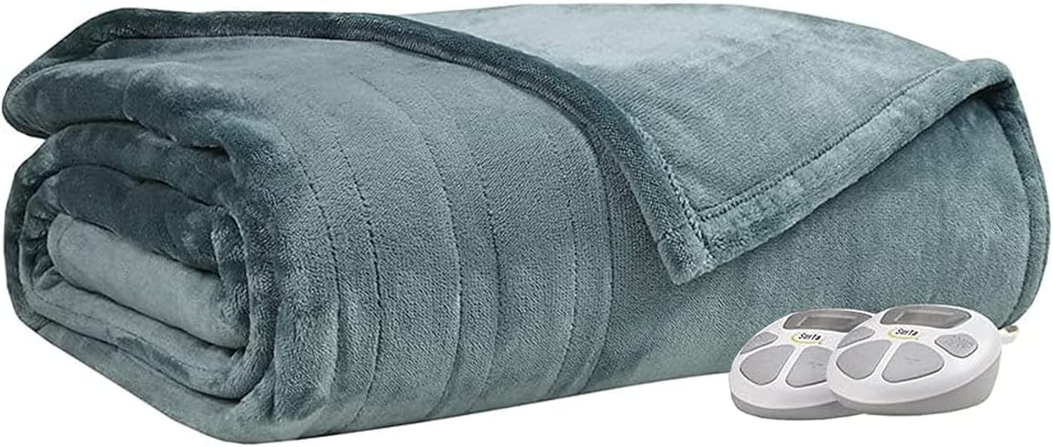 Serta Luxuriously Soft Plush Electric Blanket (Queen, Dark Teal)