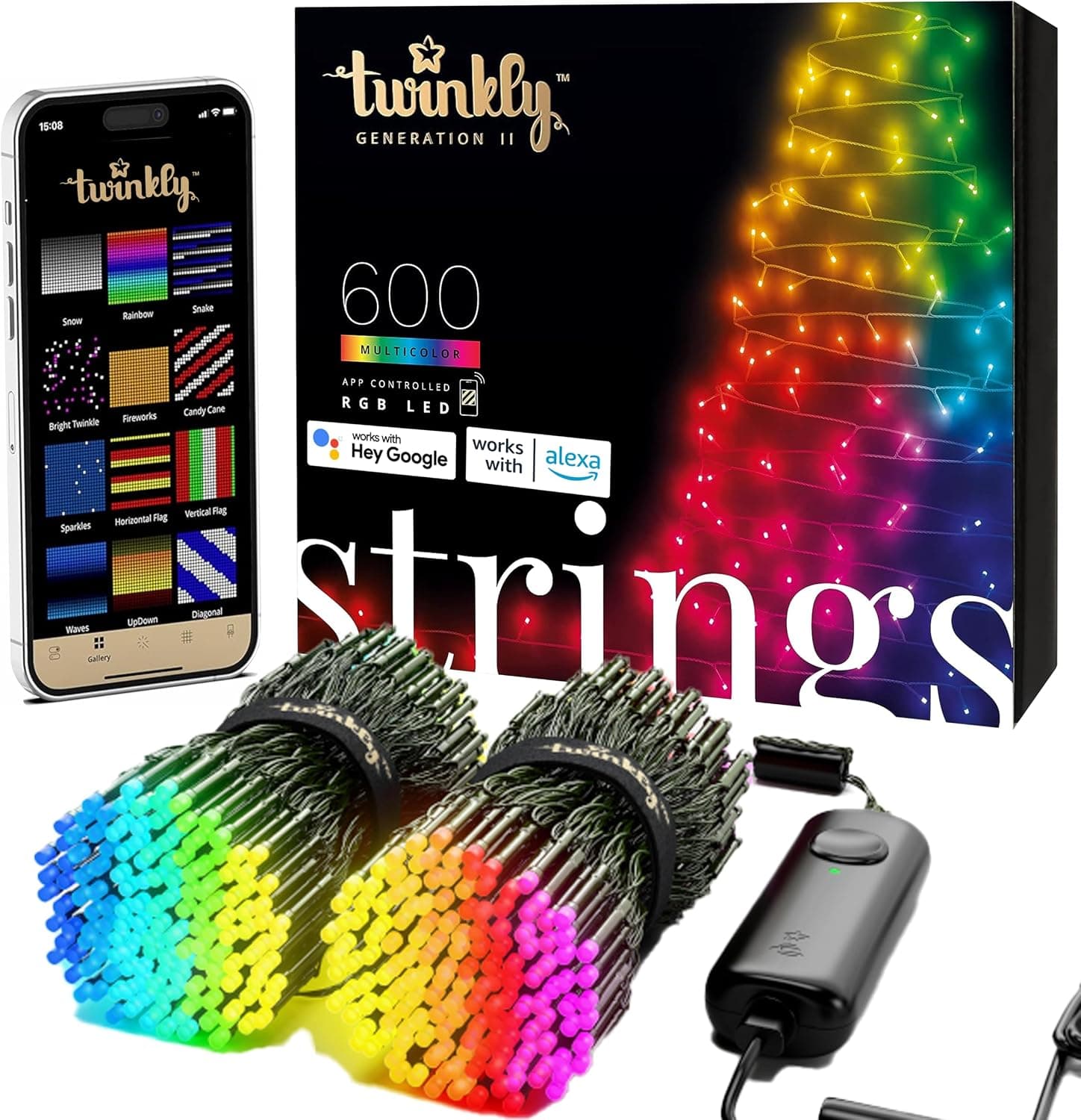 Twinkly Strings 600 LED RGB+White 157.5ft