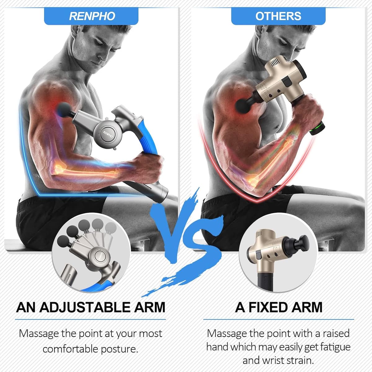 RENPHO R4 Massage Gun with Adjustable Arm, Back Massager for Athletes