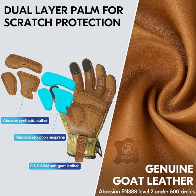 Vgo... 1Pair Gardening Gloves for Women, Goatskin leather Thorn Proof Working Gloves for Weeding, Digging, Raking, Pruning and Planting,Touchscreen (S,Light Green,GA7471) - Protection gardening gift