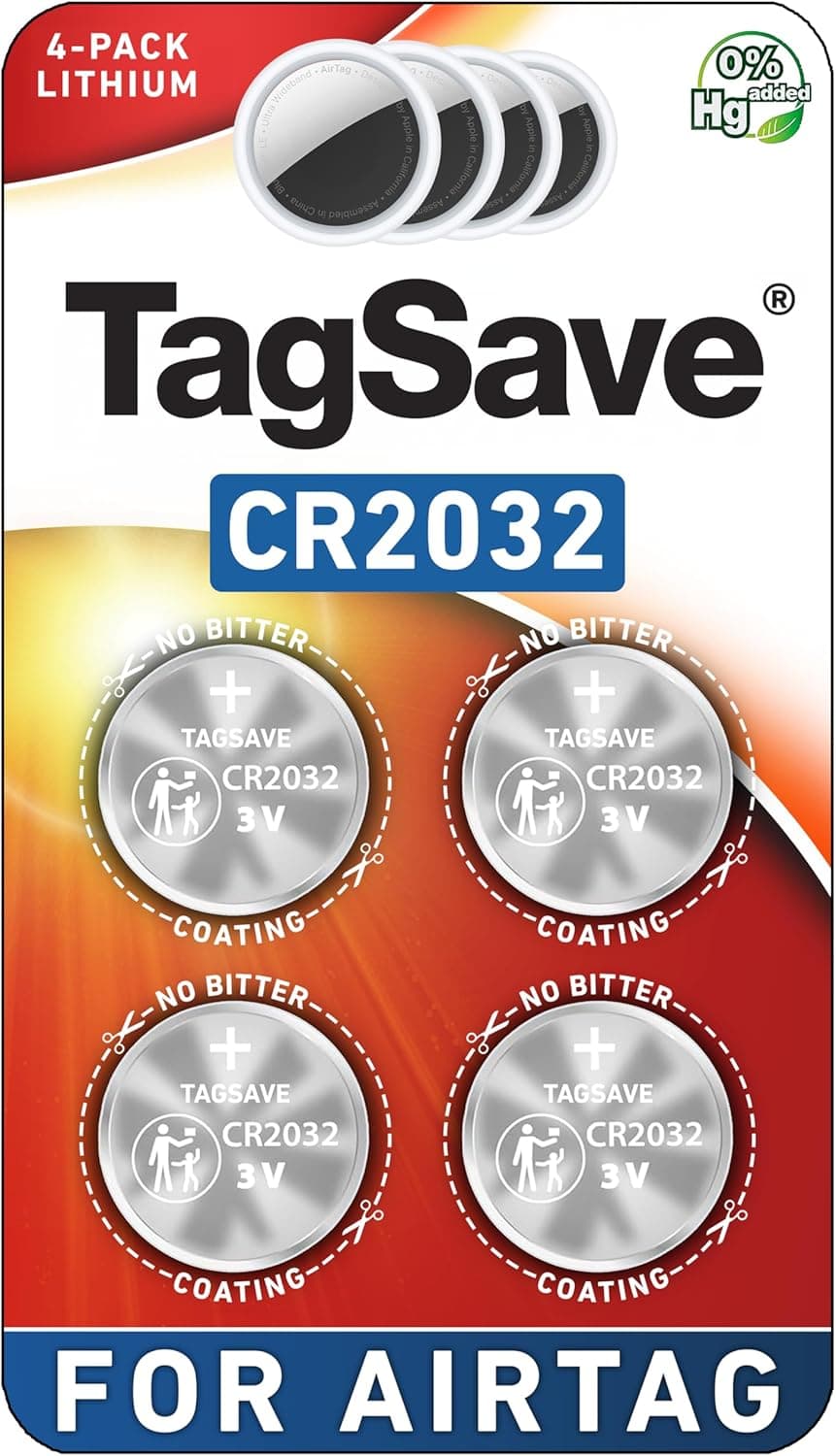 Replacement Batteries for Apple AirTag, Perfectly Fits AirTag, No Bitter Coating, OEM CR2032 Battery (Pack of 4)